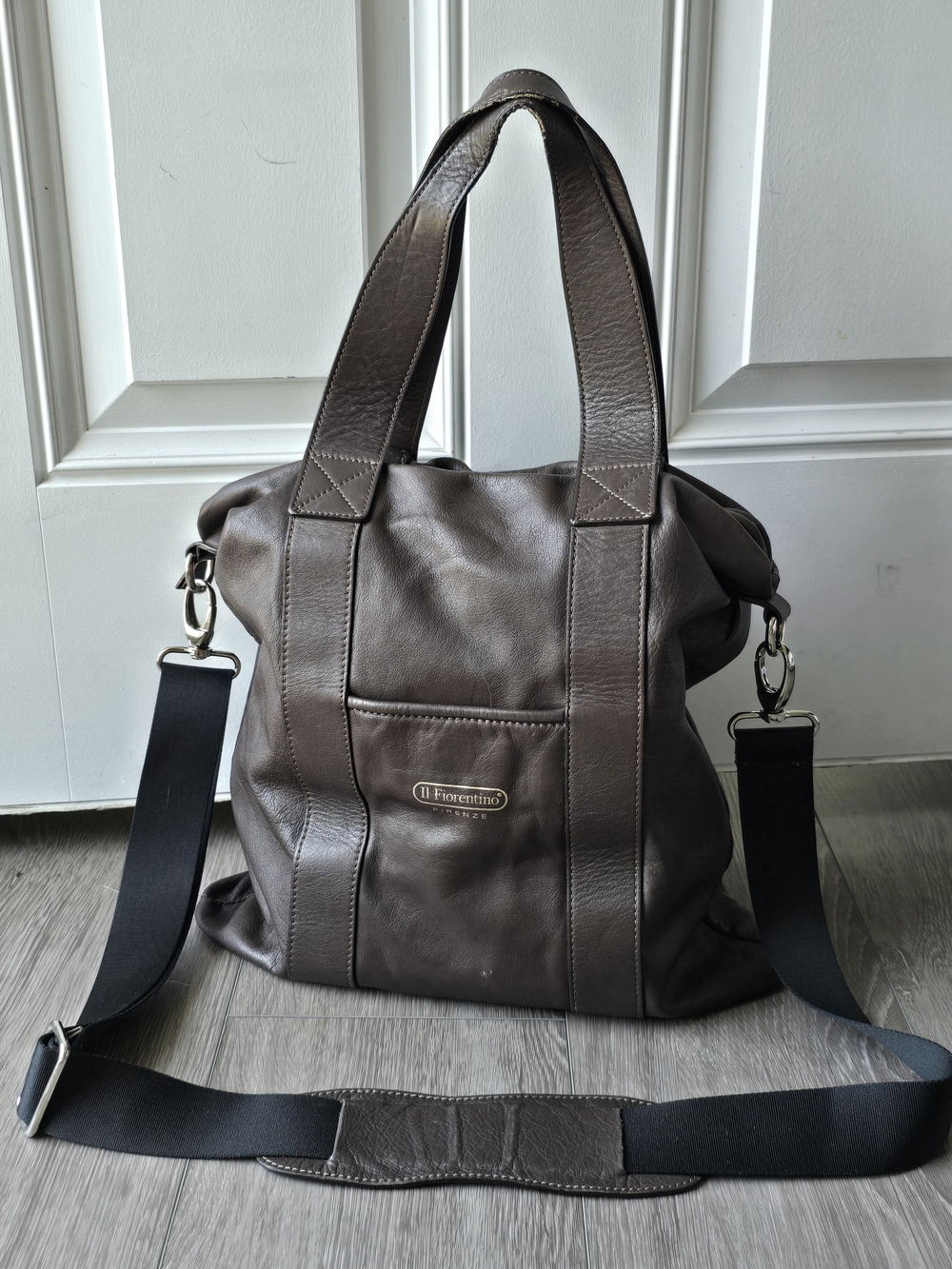 Il Fiorentino Firenze Brown Leather Tote Crossbody Messenger Bag Italian Unisex